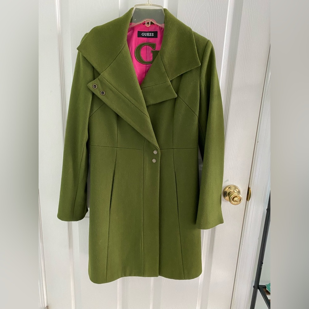 Guess Army Green Wool Coat